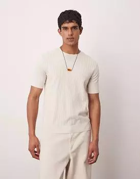 Mango - Футболка в рубчик нейтрального цвета