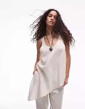 Mango - Мягкий белый топ с асимметричным подолом