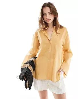 Mango – оранжевая рубашка оверсайз