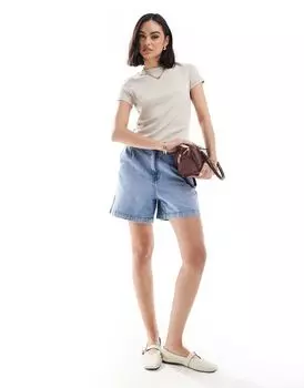 Mango - Светло-коричневая футболка в рубчик