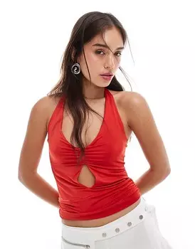 Mango x Siedres – Красный топ с воротником-бретелькой и вырезом