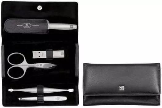 Маникюрный набор - кожаный футляр, 5 предметов - Черный Zwilling Twinox, Zwilling Beauty, черный