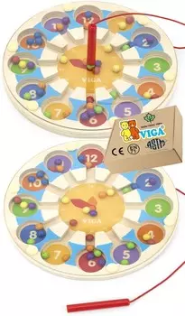 Манипуляционная доска-ЛАБИРИНТ ЧАСЫ сенсорная игрушка для дошкольников 2, 3 и 4 лет УЧИМСЯ С ЧАСАМИ PakaNiemowlaka