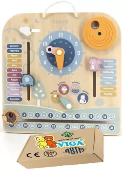 Манипулятивная ДОСКА-КАЛЕНДАРЬ ЧАСЫ ДЛЯ РЕБЕНКА Учебные пособия ВИГА 3+ Монтессори PakaNiemowlaka