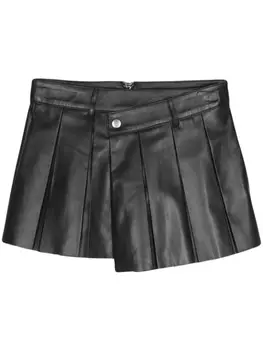 Manokhi кожаная мини-юбка со складками, черный