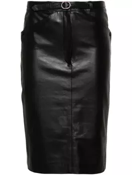 Manokhi кожаная юбка Amra с поясом, черный