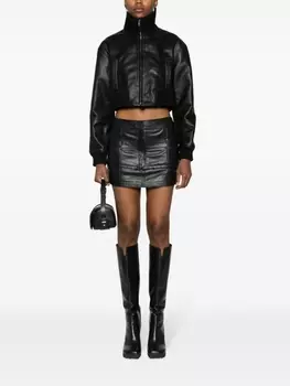 Manokhi кожаная юбка мини с поясом, черный