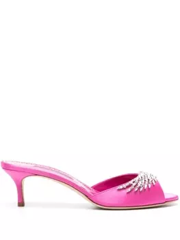 Manolo Blahnik атласные мюли Lumana 50, розовый