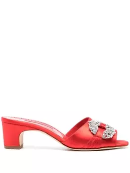 Manolo Blahnik атласные мюли Prinap 50, красный