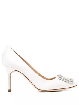 Manolo Blahnik атласные туфли Hangisi 90 мм, белый