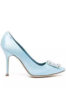 Manolo Blahnik атласные туфли-лодочки Hangisi 105, синий
