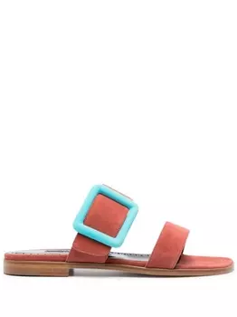 Manolo Blahnik buckle-detail suede sandals, розовый