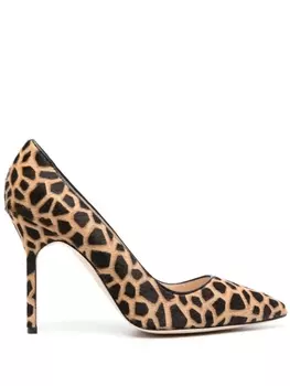 Manolo Blahnik giraffe-print leather pumps, нейтральный цвет