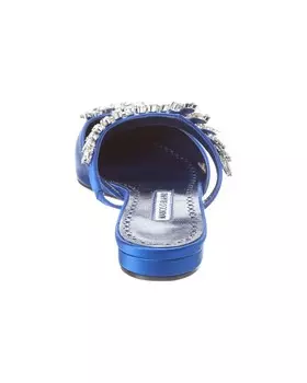 Manolo Blahnik Lurum Атласные балетки без каблуков, синий