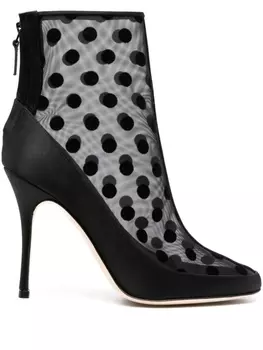 Manolo Blahnik Mukinka mesh polka-dot ankle boots, черный