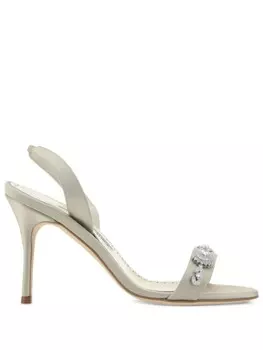 Manolo Blahnik сандалии Lamisan Fabio 90 мм, нейтральный цвет