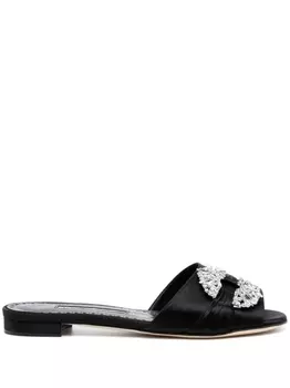 Manolo Blahnik шлепанцы с кристаллами, черный
