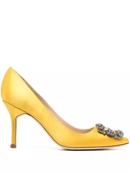 Manolo Blahnik туфли-лодочки Hangisi 90 с кристаллами, желтый