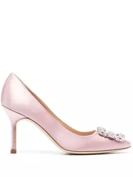 Manolo Blahnik туфли-лодочки Hangisi 90 с декорированной пряжкой, розовый