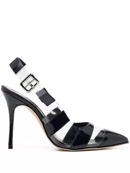 Manolo Blahnik туфли-лодочки Uxra 70 мм с открытой пяткой, синий