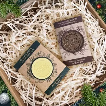 Manu Natu Hemp Care набор: мыло для тела и лица, 90 г + шампунь-пилинг с аиром, 90 г