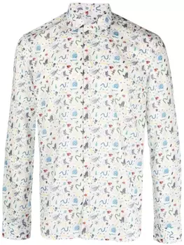 Manuel Ritz рубашка с графичным принтом, белый