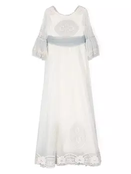 Manuela Macas платье Ivonne ампирного силуэта из тюля, белый
