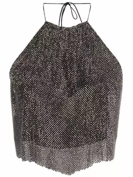 MANURI блузка с вырезом халтер и эффектом металлик, серый