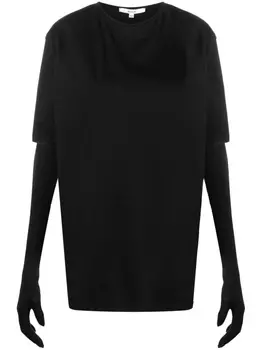 MANURI футболка с рукавами-перчатками, черный