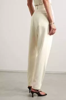 MARA HOFFMAN + NET SUSTAIN Брюки прямого кроя Dita TENCEL из саржи из лиоцелла и органического хлопка, слоновая кость