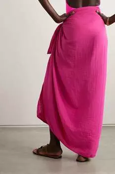 MARA HOFFMAN + NET SUSTAIN мятое парео из органического хлопка, розовый