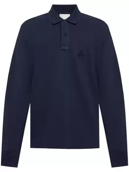 MARANT хлопковая рубашка-поло с вышитым логотипом, синий