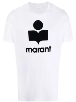 Marant льняная футболка с логотипом, белый