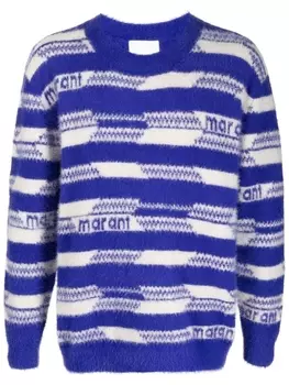 Marant Orson logo-print striped jumper, синий