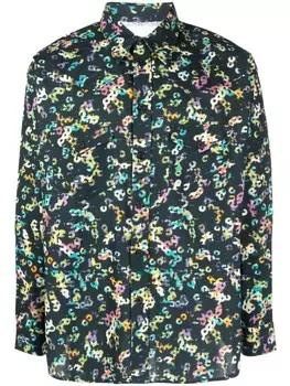 MARANT рубашка с длинными рукавами и графичным принтом, синий
