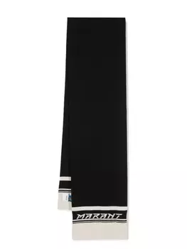 Marant шарф вязки интарсия с логотипом, черный