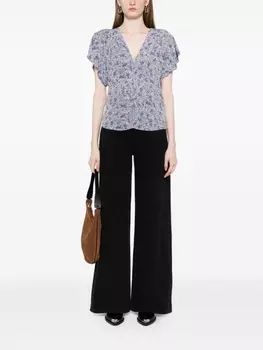 Marant toile блузка Delocia с V-образным вырезом и абстрактным принтом, синий