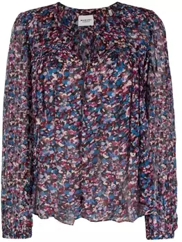 Marant toile блузка с длинными рукавами и абстрактным принтом, розовый