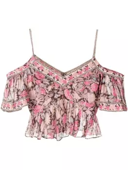 Marant toile блузка с открытыми плечами и цветочным принтом, розовый