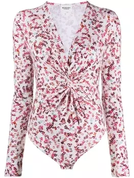 Marant toile боди с абстрактным принтом, нейтральный цвет