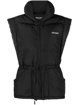 Marant toile дутый жилет с нашивкой-логотипом, черный