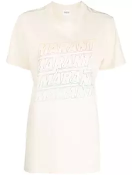 Marant toile футболка из органического хлопка с логотипом, нейтральный цвет