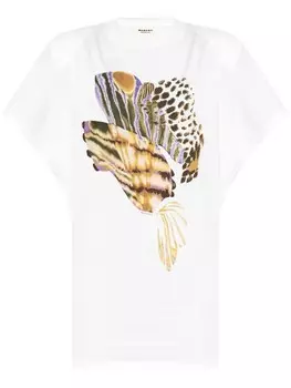 MARANT TOILE хлопковое платье с графическим принтом, белый