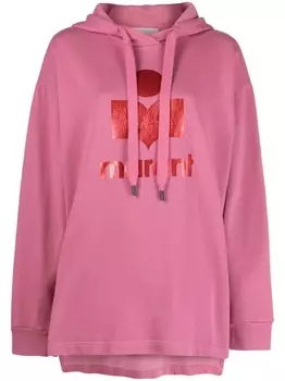 Marant toile худи с кулиской и логотипом, розовый