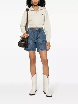 MARANT TOILE кардиган в рубчик с вышитым логотипом, серый