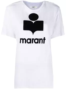 Marant toile льняная футболка с логотипом, белый
