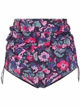 Marant toile плавки бикини с завышенной талией и цветочным принтом, синий