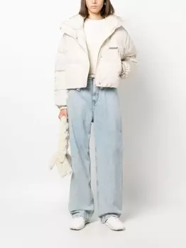 Marant toile пуховик с нашивкой-логотипом, нейтральный цвет