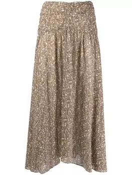 Marant toile расклешенная юбка миди с вышивкой, зеленый