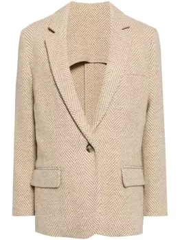 Marant toile шерстяной блейзер Charlyne с узором в елочку, нейтральный цвет